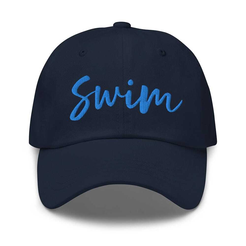 2 (2) Unisex Casual Sports Cap – Navy Blue with “Swim” Embroidery - Image 1