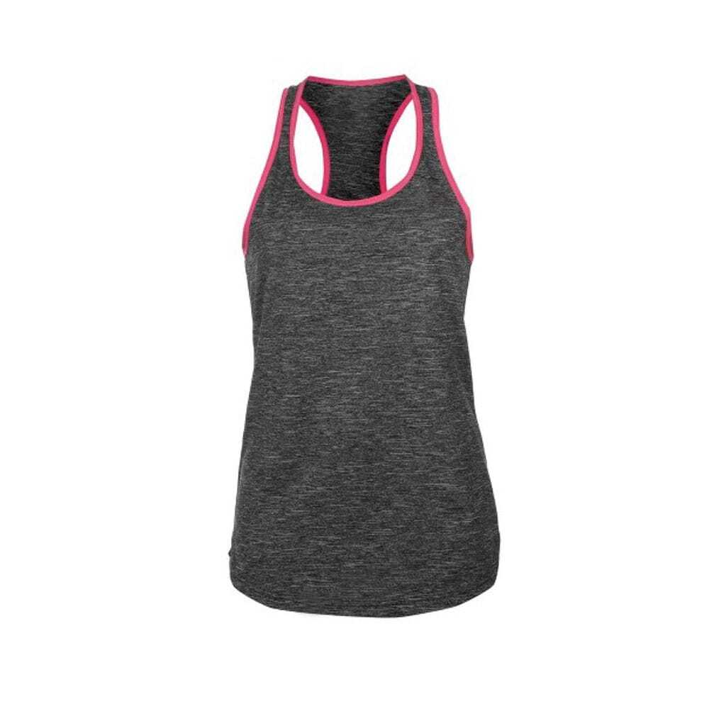 2 Women’s Casual Sports Tank Top – Dark Grey with Pink Trim - Image 1